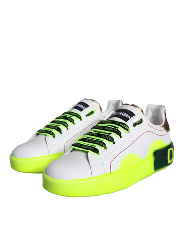 White leather Portofino low top sneakers by Dolce & Gabbana with sleek design and minimal detailing.