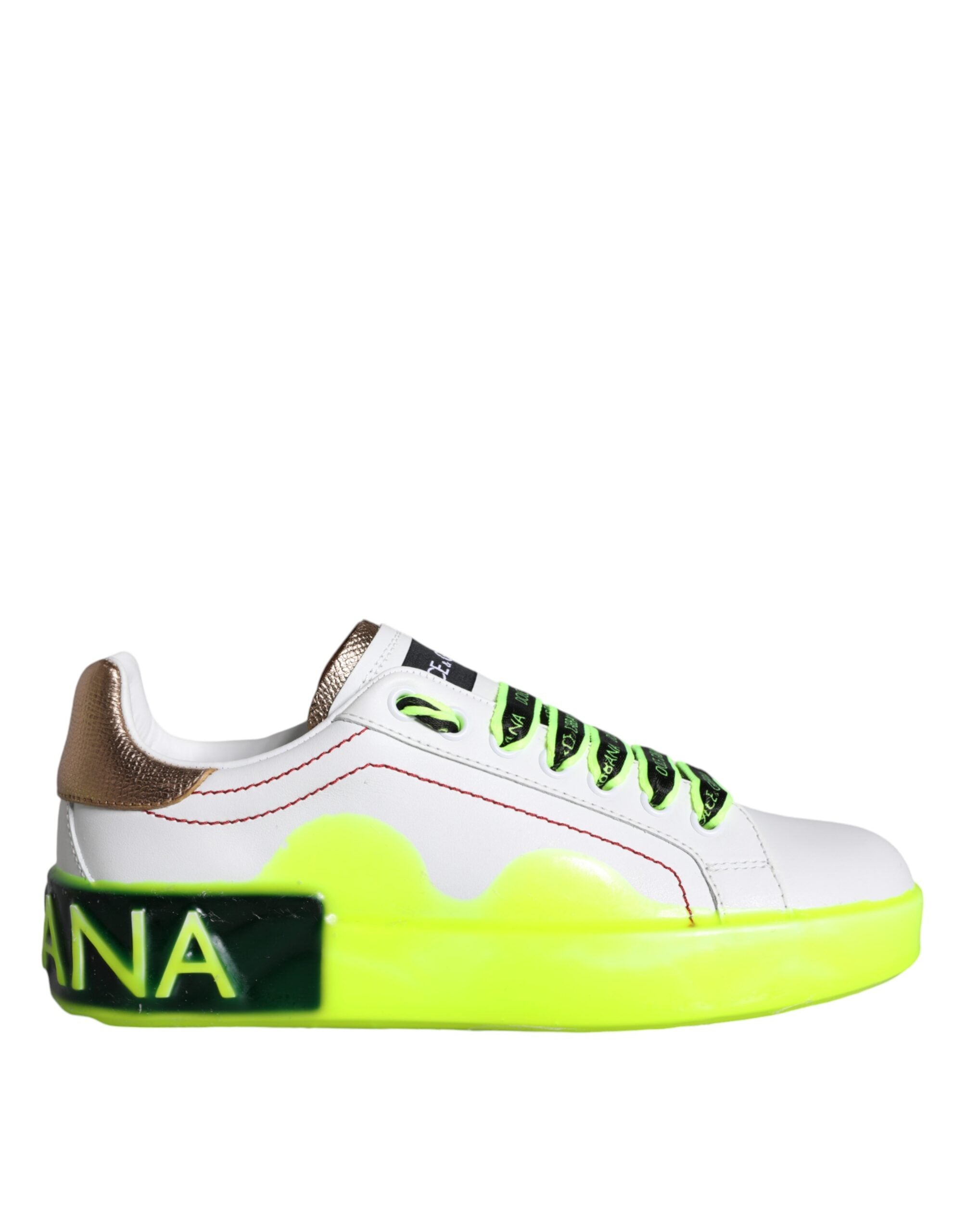 White leather Portofino low top sneakers by Dolce & Gabbana with sleek design and subtle branding details.