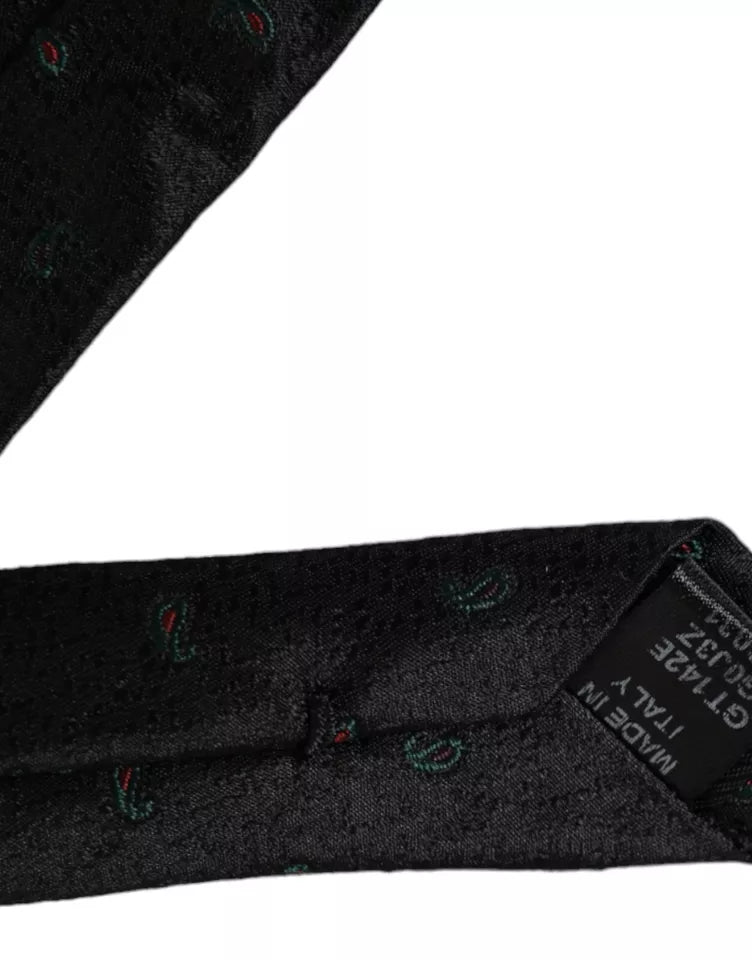 Black silk adjustable men's tie by Dolce & Gabbana, featuring a sleek and smooth finish for formal or stylish occasions.
