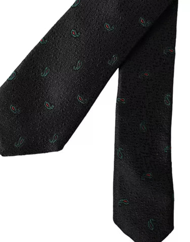 Black silk men's tie by Dolce & Gabbana, adjustable with a sleek, smooth finish, perfect for formal or business attire.