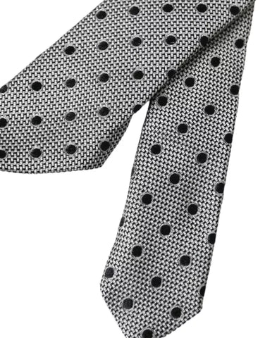 Gray White Dot Fantasy Silk Adjustable Men Tie