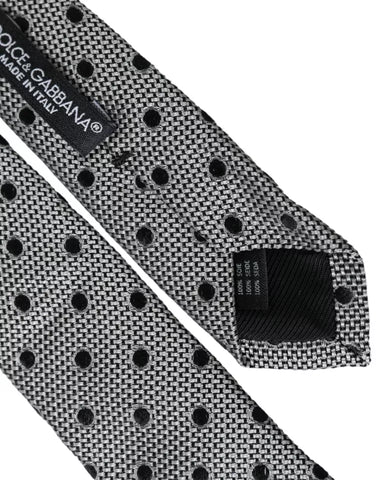 Gray White Dot Fantasy Silk Adjustable Men Tie