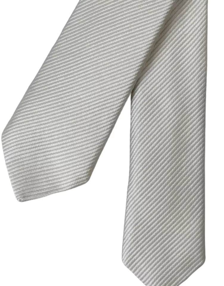 White solid 100% silk adjustable tie by Dolce & Gabbana, featuring a smooth, elegant design with a classic knot.