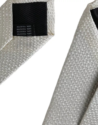 Dolce & Gabbana off-white 100% silk adjustable men's necktie, featuring a sleek and elegant design for formal wear.