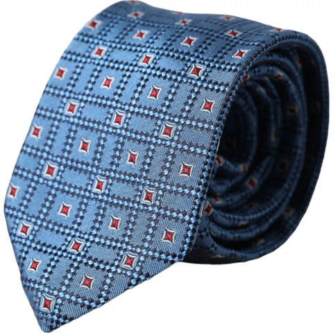 Blue patterned silk men's tie by Dolce & Gabbana, adjustable with a stylish design and smooth fabric.