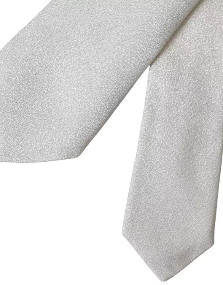 White silk classic adjustable men's tie by Dolce & Gabbana, featuring a smooth, elegant design and adjustable length.