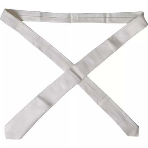 White silk classic adjustable men's tie by Dolce & Gabbana, featuring a smooth, elegant fabric and a traditional tie design.