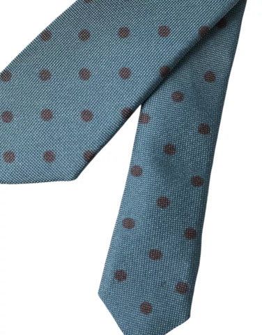 Blue Black Polka Dot Silk Adjustable Men Tie