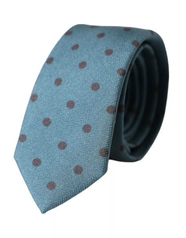 Green and black polka dot silk men's tie by Dolce & Gabbana, adjustable with a sleek, stylish design.