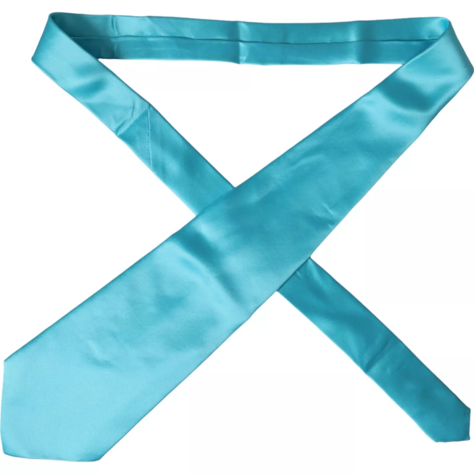 Light blue satin silk wide adjustable men's tie by Dolce & Gabbana featuring a smooth, glossy finish and classic style.