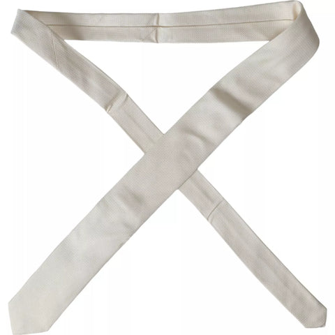 Dolce & Gabbana off-white patterned silk adjustable tie with classic design and elegant, intricate print.
