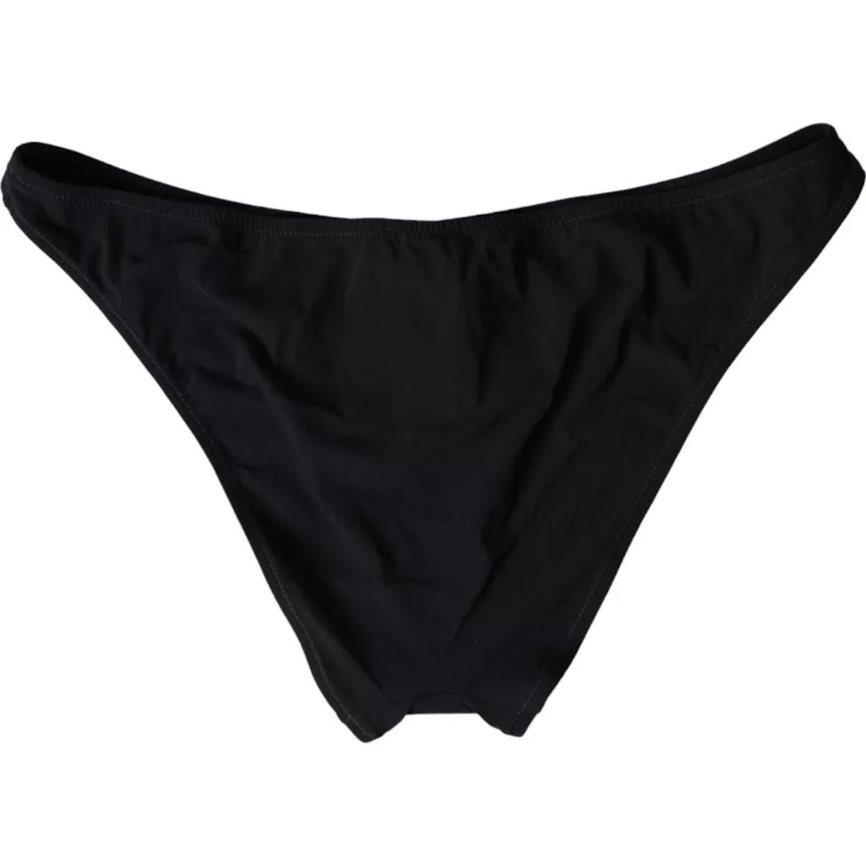 Black nylon bikini beachwear bottom by Dolce & Gabbana, featuring a sleek, fitted design perfect for swimwear and beach outings.
