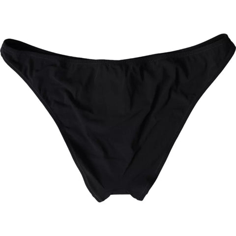 Black nylon bikini beachwear bottom by Dolce & Gabbana, featuring a sleek, fitted design perfect for swimwear and beach outings.