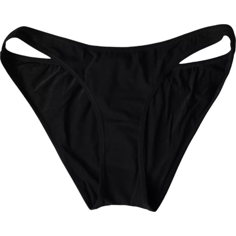 Black nylon bikini bottom from Dolce & Gabbana, stylish beachwear swimwear bottom with a sleek design.
