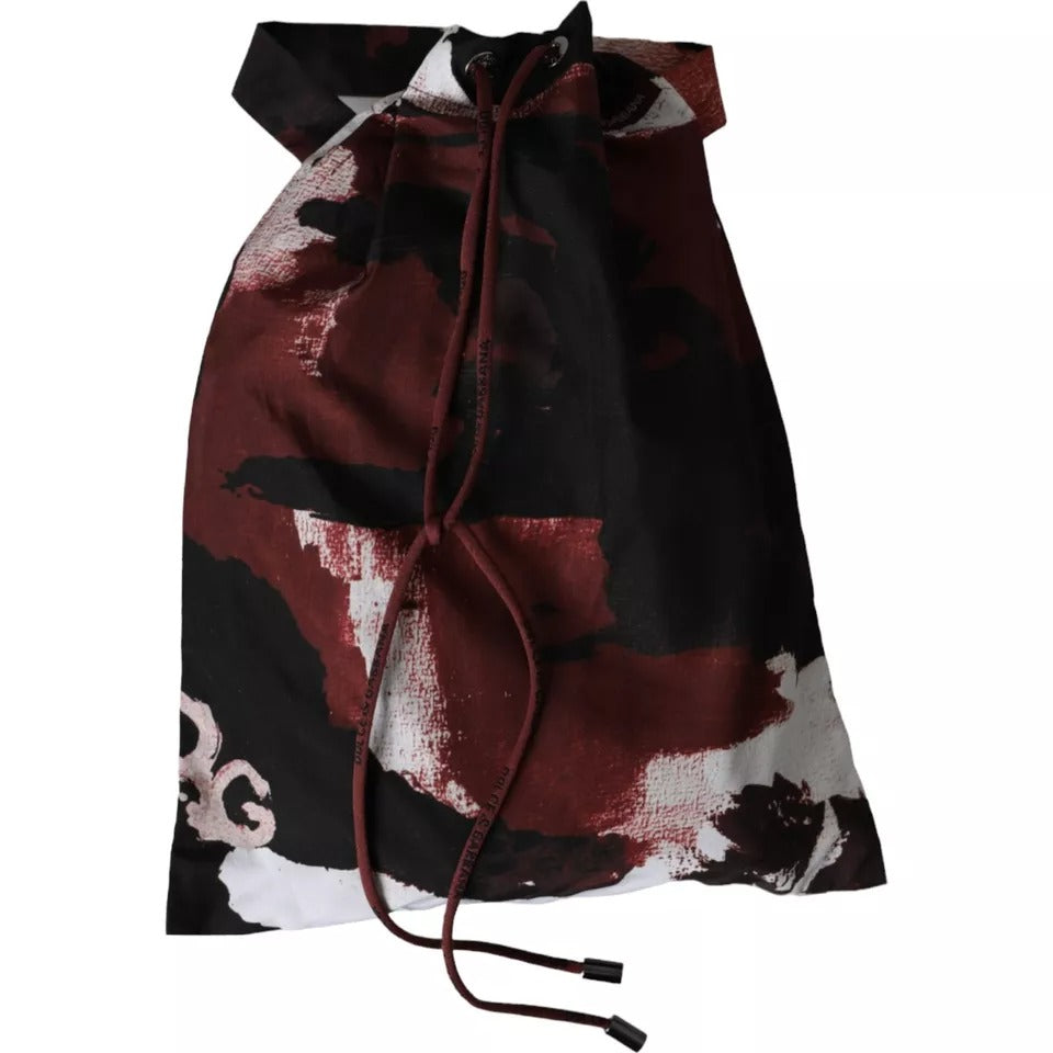 Multicolor camouflage Dolce & Gabbana logo beachwear shorts swimwear, featuring vibrant pattern and comfortable fit.