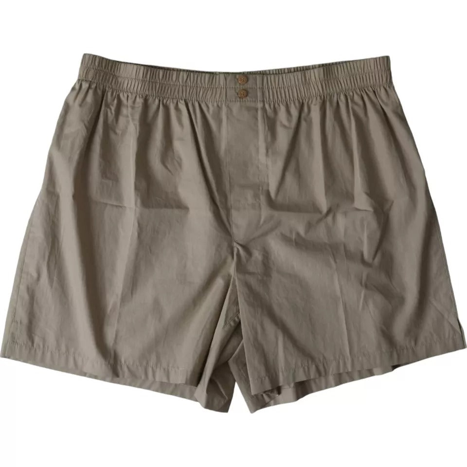 Brown cotton boxer shorts underwear by Dolce & Gabbana, featuring a comfortable regular fit and classic style.