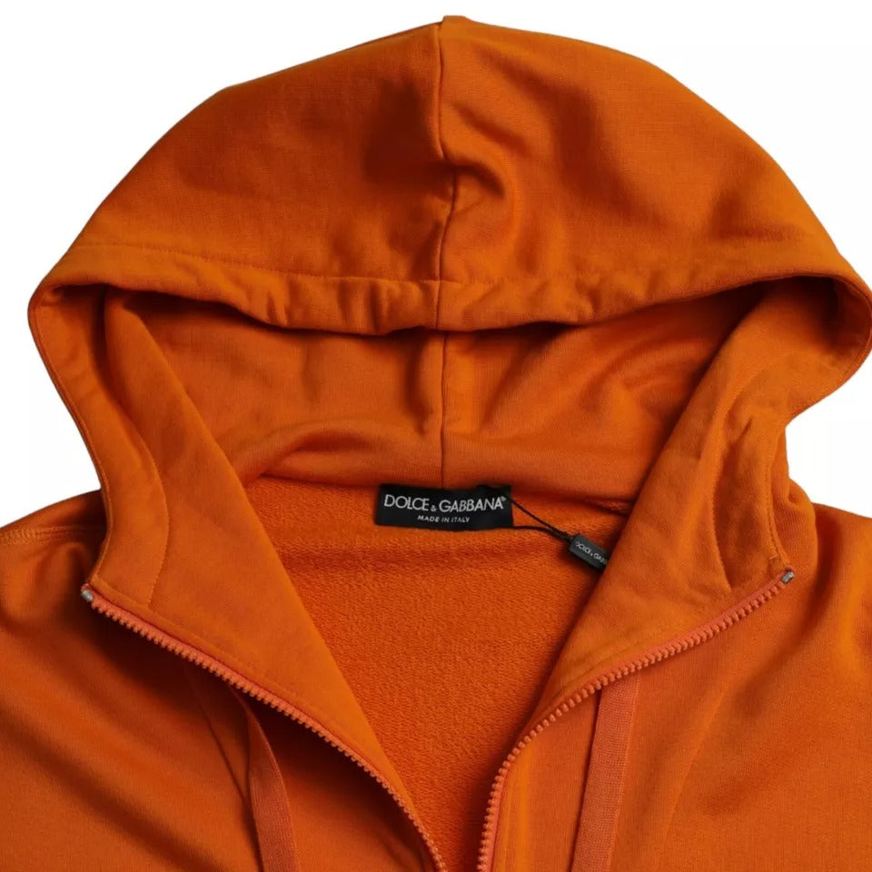 Orange hooded pullover sweatshirt by Dolce & Gabbana, featuring a cozy fit and casual style.