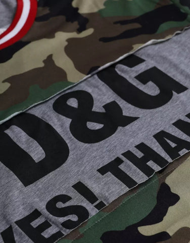Multicolor camouflage cotton crew neck T-shirt for men by Dolce & Gabbana, featuring a bold camouflage pattern and comfortable fit.