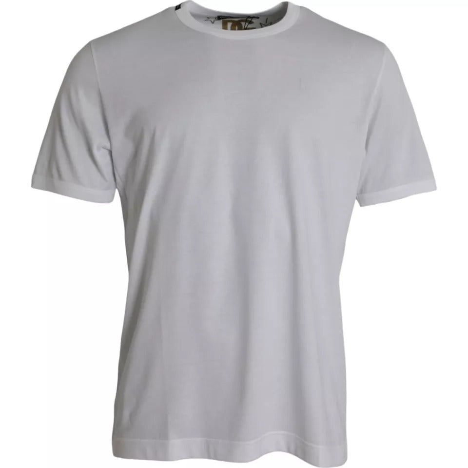White cotton round neck short sleeve T-shirt by Dolce & Gabbana, showing clean design and soft fabric.