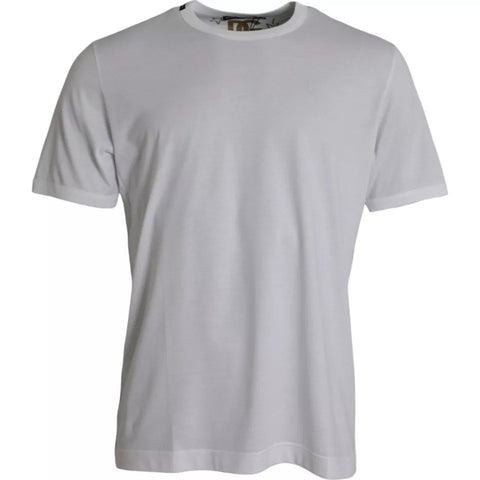 White cotton round neck short sleeve T-shirt by Dolce & Gabbana, showing clean design and soft fabric.