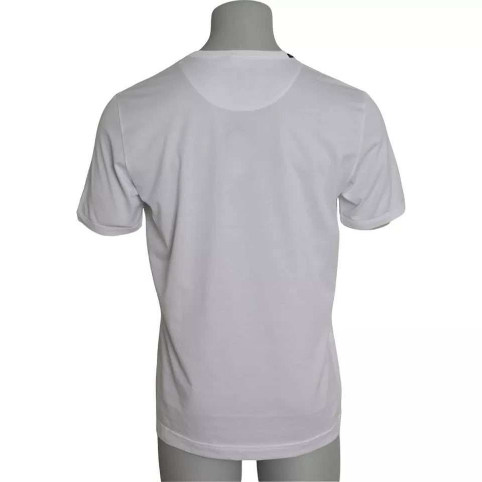 White cotton round neck short sleeve T-shirt by Dolce & Gabbana showing a classic fit and smooth fabric texture.