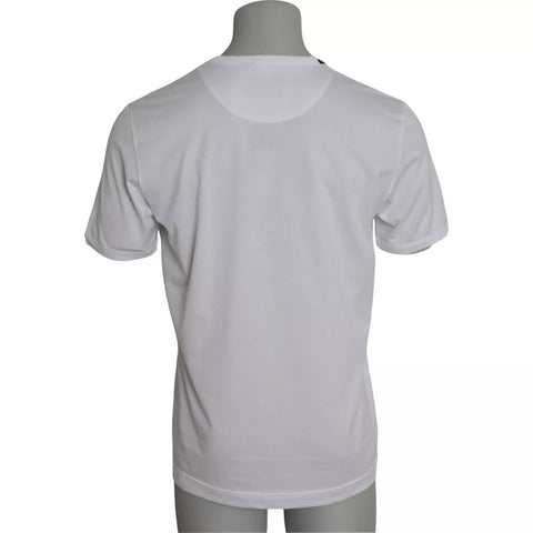 White cotton round neck short sleeve T-shirt by Dolce & Gabbana showing a classic fit and smooth fabric texture.