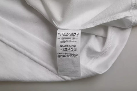 White cotton round neck short sleeve T-shirt by Dolce & Gabbana, showing the soft fabric and classic fit.