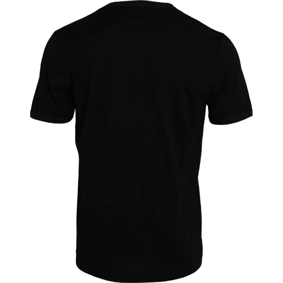 Black cotton round neck short sleeve men's T-shirt by Dolce & Gabbana, showcasing a simple, comfortable fit.