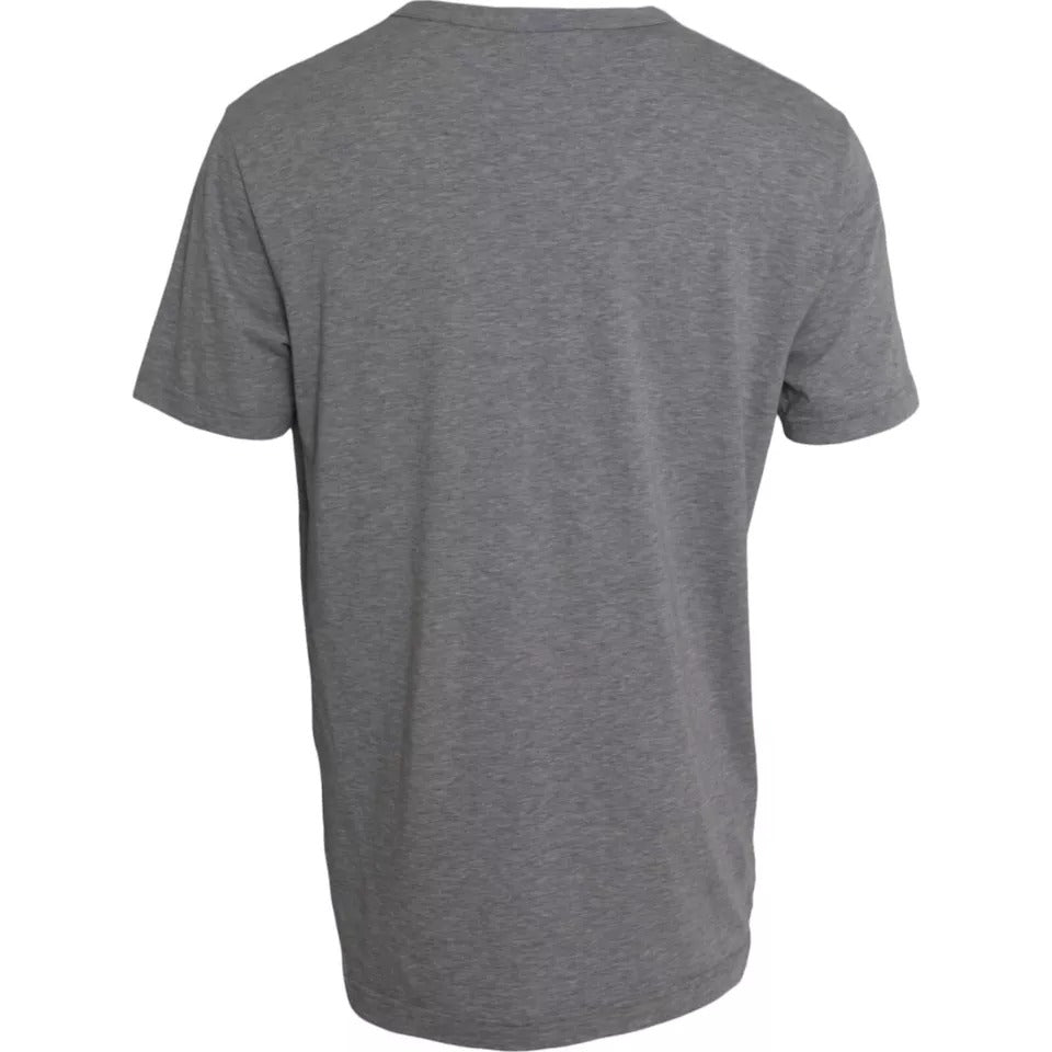 Gray Dolce & Gabbana cotton round neck T-shirt with graphic print, casual stylish design.