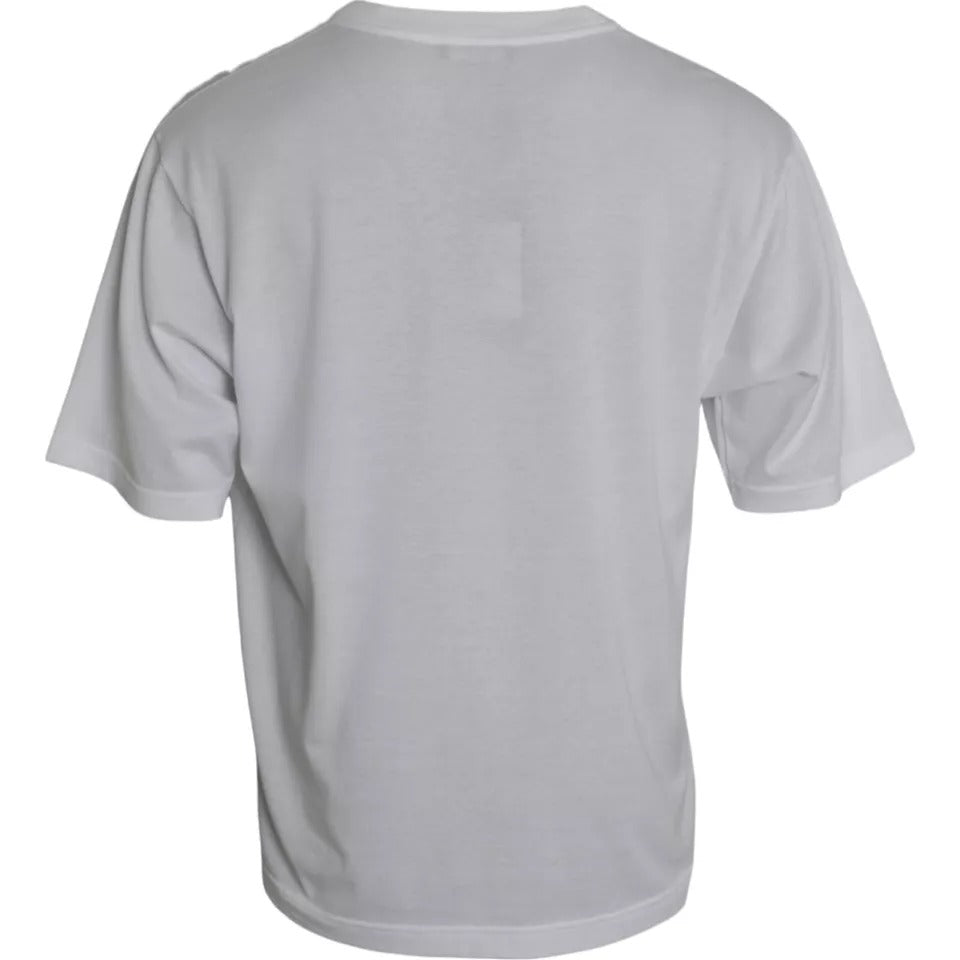 White cotton round neck short sleeve T-shirt by Dolce & Gabbana, featuring a classic fit and smooth fabric.