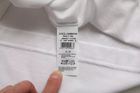 White cotton round neck short sleeve T-shirt by Dolce & Gabbana, featuring a simple, classic design.