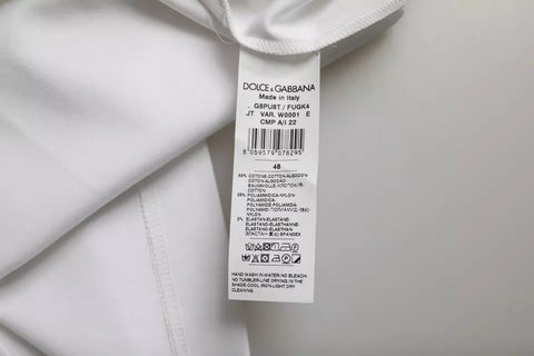 White cotton round neck short sleeve T-shirt by Dolce & Gabbana, showing a casual fit and soft fabric texture.