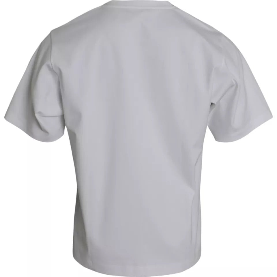 White cotton round neck short sleeve T-shirt by Dolce & Gabbana, featuring a classic fit and smooth fabric texture.