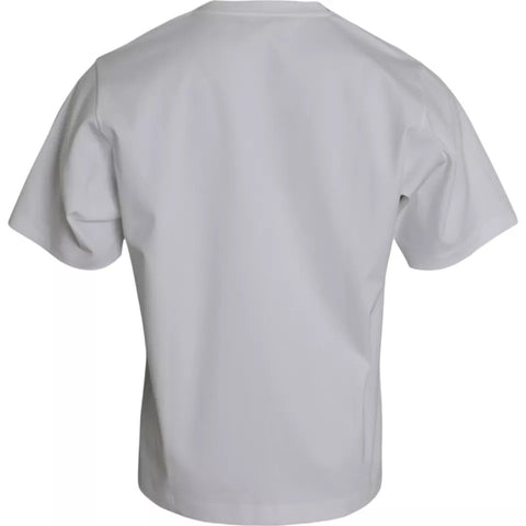 White cotton round neck short sleeve T-shirt by Dolce & Gabbana, featuring a classic fit and smooth fabric texture.
