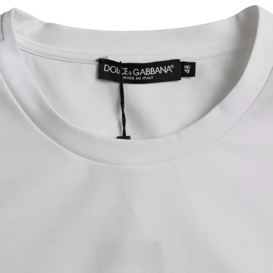 White cotton round neck short sleeve T-shirt by Dolce & Gabbana, showcasing a simple, classic design.