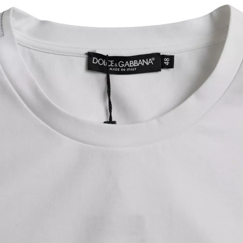 White cotton round neck short sleeve T-shirt by Dolce & Gabbana, showcasing a simple, classic design.