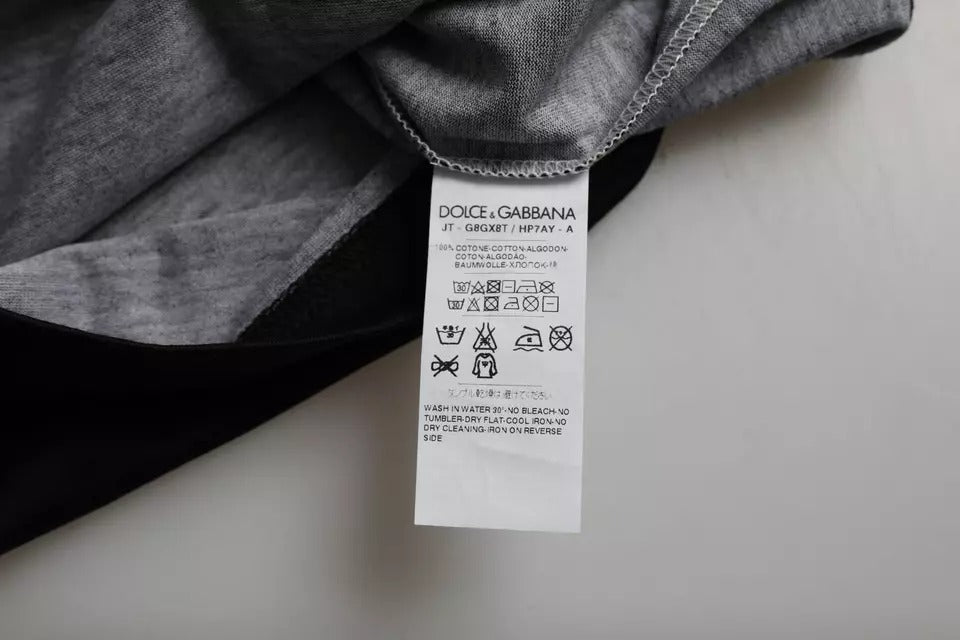 Dolce & Gabbana black and white jazz print cotton short sleeve T-shirt showing the graphic design and fit.