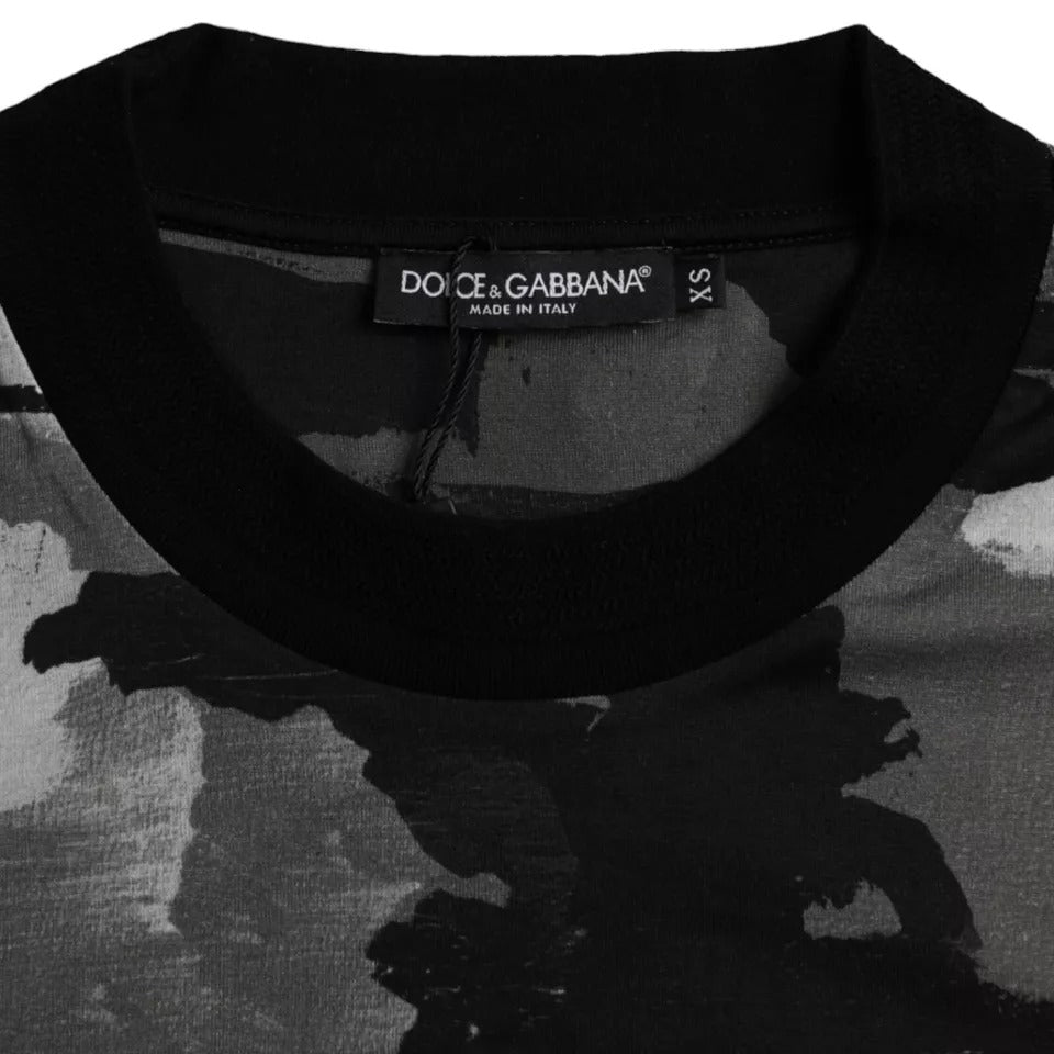 Multicolor camouflage cotton crewneck T-shirt by Dolce & Gabbana with a bold, patterned design and classic fit.