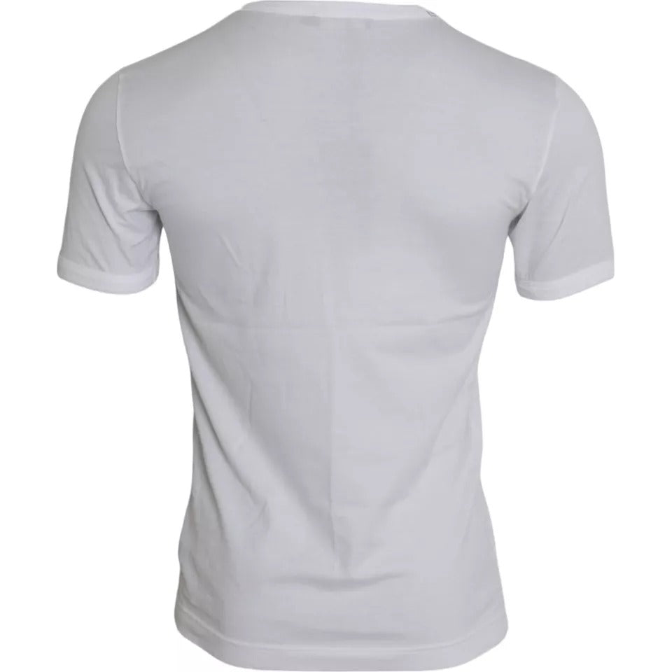 White Dolce & Gabbana King of Love round neck short sleeve T-shirt with graphic design, casual fit, on a plain background.