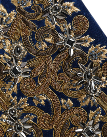 Blue velvet clutch purse with gold frame, Dolce & Gabbana evening party bag, stylish and elegant accessory for special occasions.