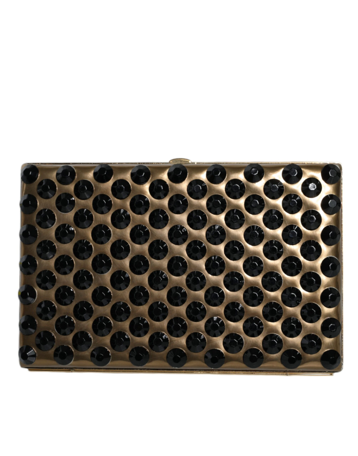 Gold crystal Dolce & Gabbana bifold clutch purse with elegant evening design and sparkling embellishments for women.