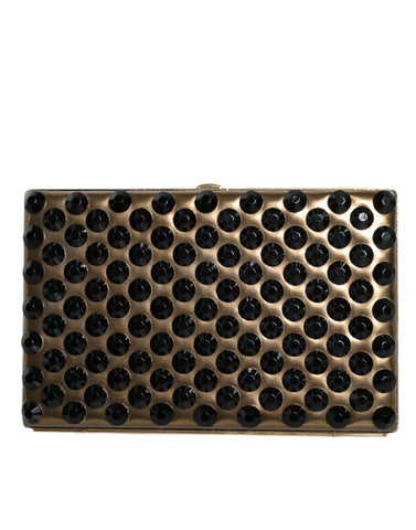 Gold crystal Dolce & Gabbana bifold clutch purse with elegant evening design and sparkling embellishments for women.