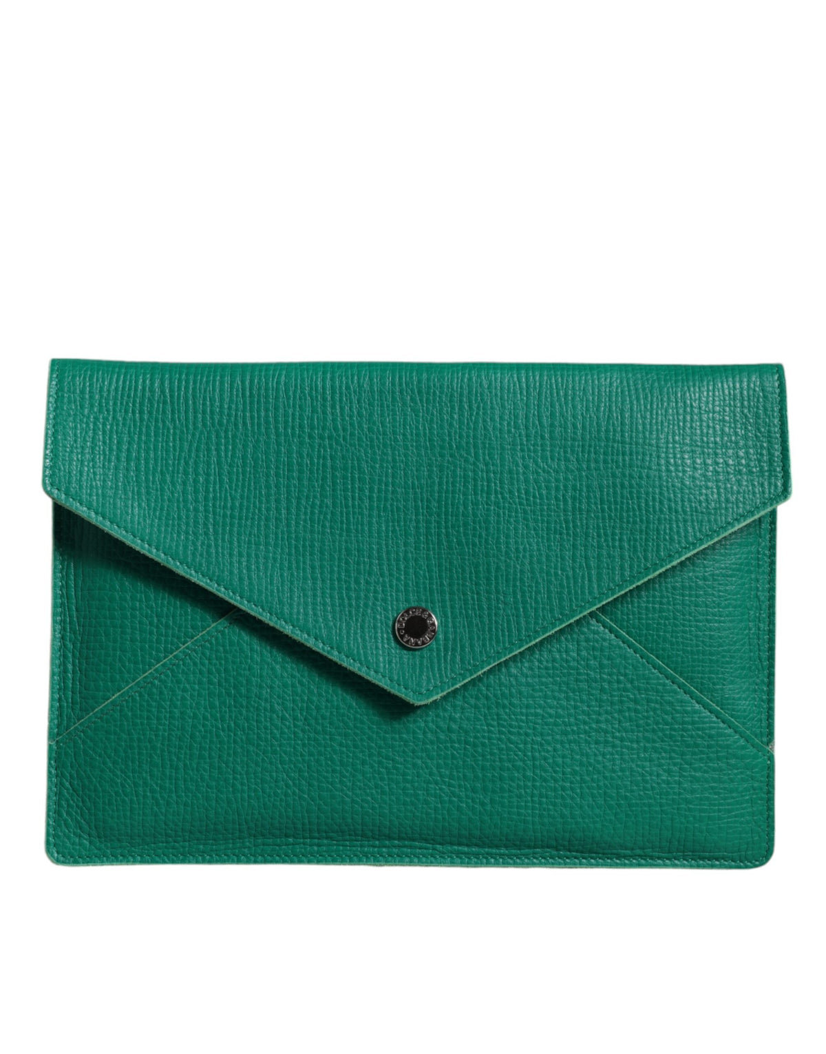 Green leather Dolce & Gabbana clutch mini purse and tablet pouch with sleek, compact design and elegant finish.