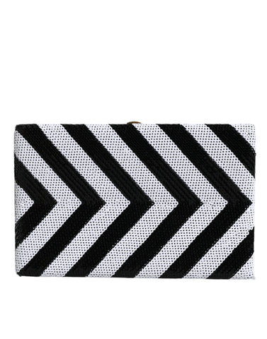 Dolce & Gabbana black and white gold frame clutch evening purse with elegant design for party and formal occasions.