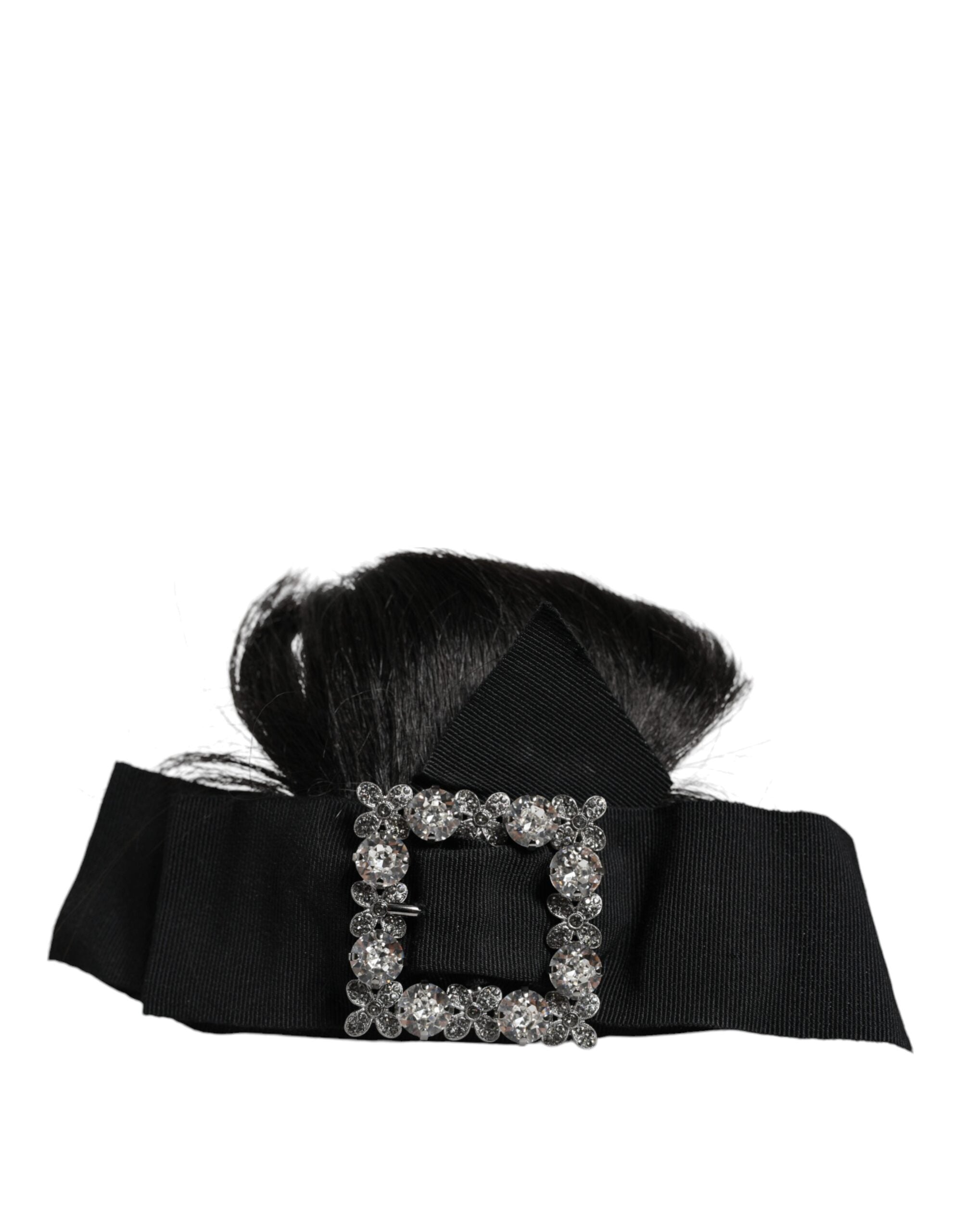 Black Dolce & Gabbana crystal headband with intricate diadem design for elegant hair accessory.