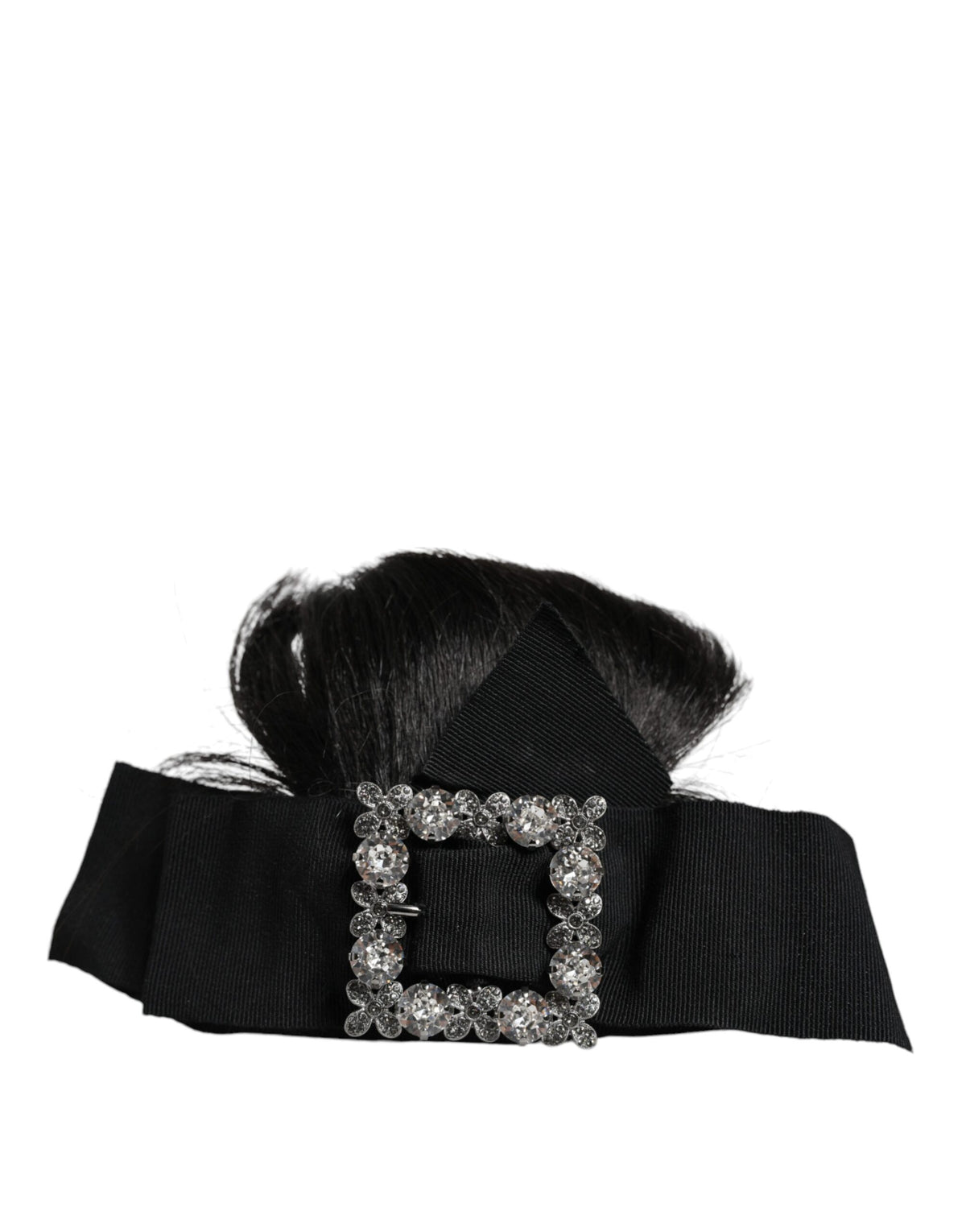 Black Dolce & Gabbana crystal headband with intricate diadem design for elegant hair accessory.