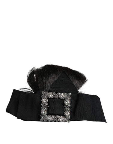 Black Dolce & Gabbana crystal headband with intricate diadem design for elegant hair accessory.