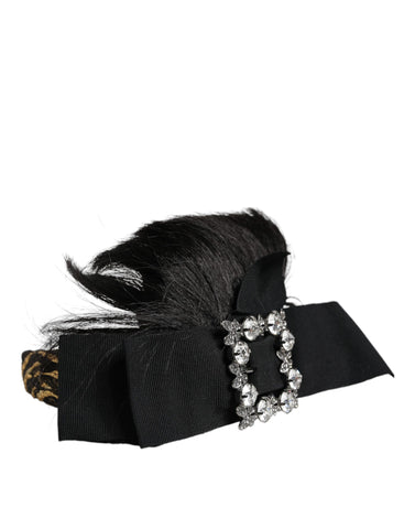 Black crystal headband by Dolce & Gabbana with intricate design, perfect for elegant hair accessories or special occasions.