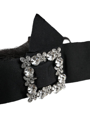Black hair headband with crystal embellishments, Dolce & Gabbana diadem for stylish hair accessories.
