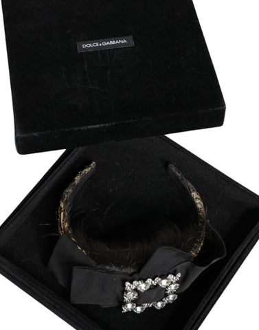 Dolce & Gabbana black hair parrucciera crystal headband diadem with intricate design and sparkling embellishments.